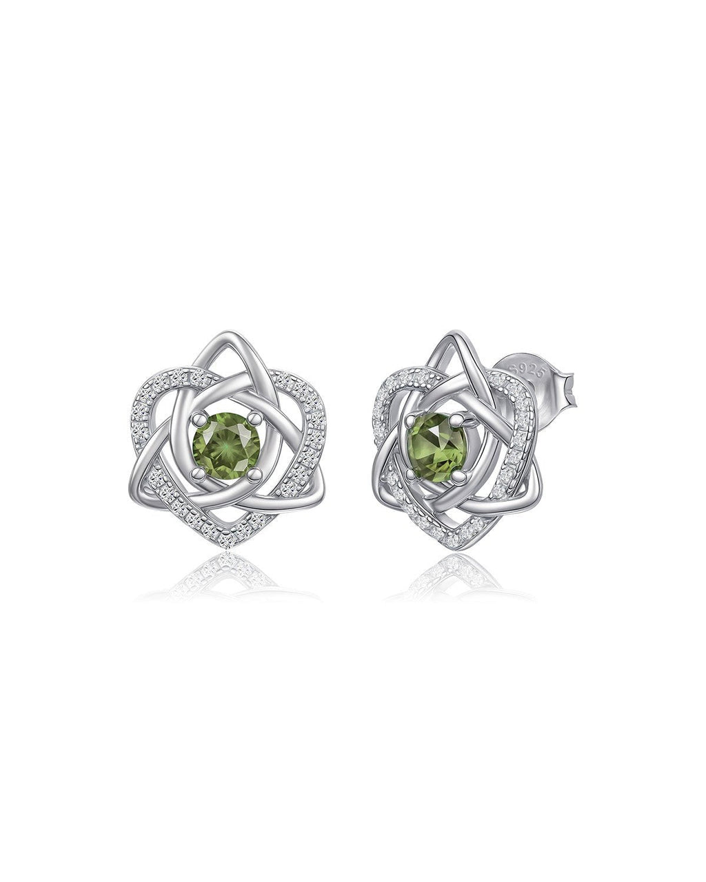 Sterling Silver Celtic Knot Birthstone Stud Earrings