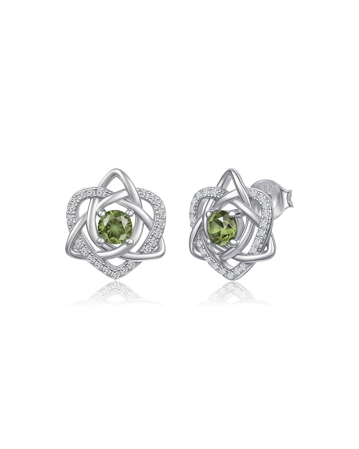 Sterling Silver Celtic Knot Birthstone Stud Earrings
