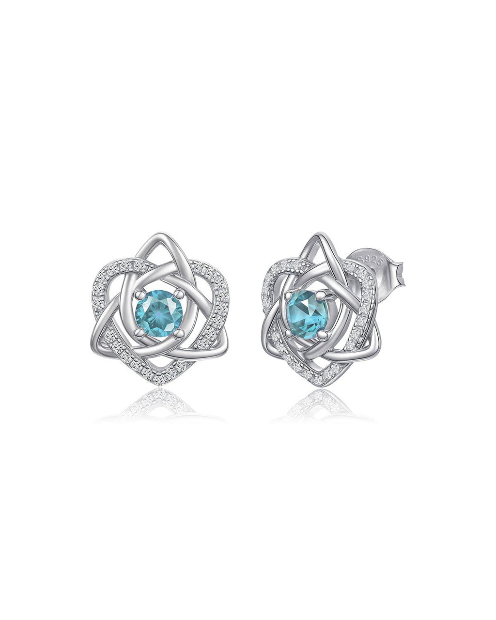 Sterling Silver Celtic Knot Birthstone Stud Earrings