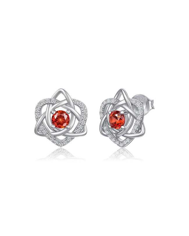Sterling Silver Celtic Knot Birthstone Stud Earrings Hover Image
