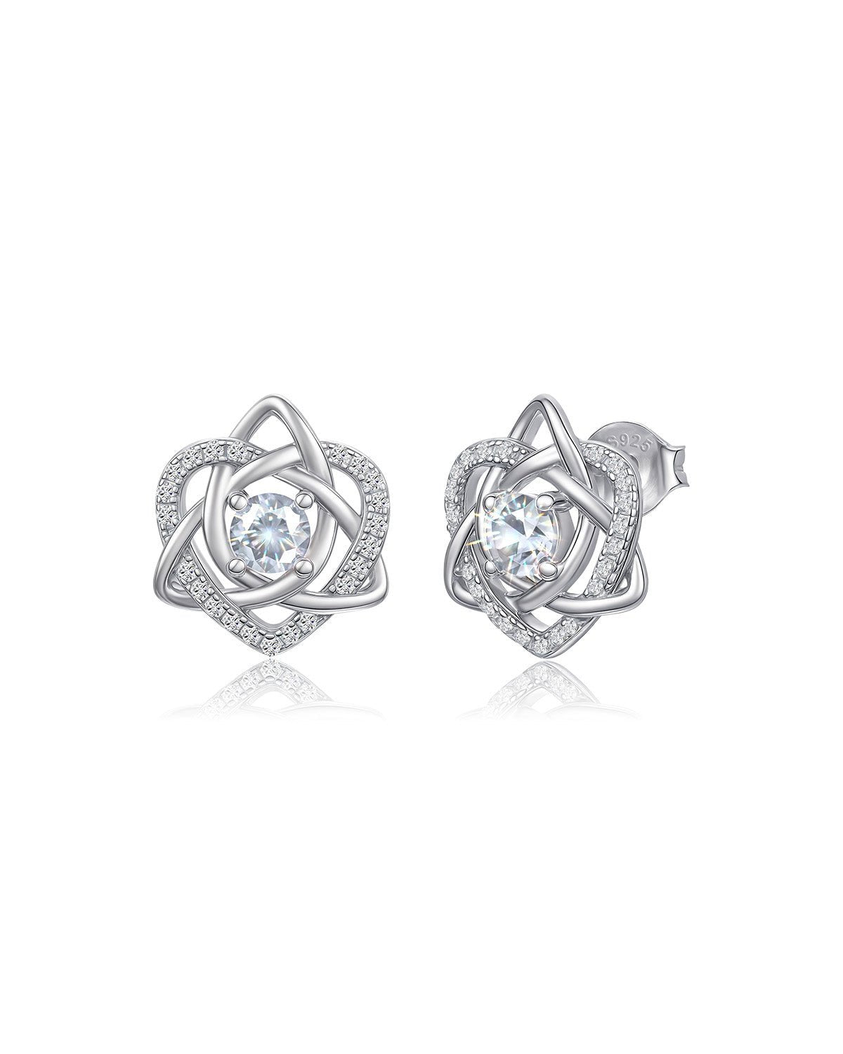 Sterling Silver Celtic Knot Birthstone Stud Earrings