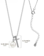 Sterling Silver Cross and Pearl Necklace