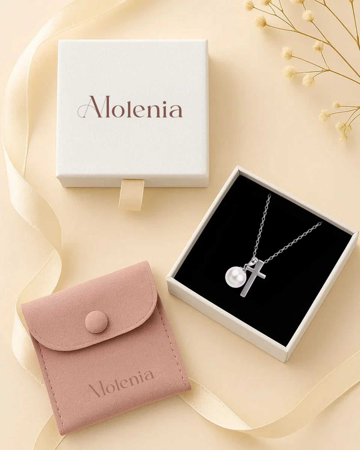 Sterling Silver Cross and Pearl Necklace