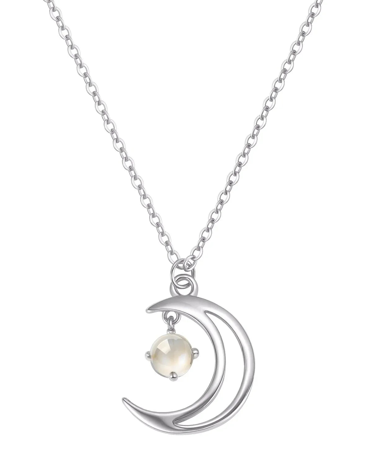 Crescent Moon Necklace in Sterling Silver or Gold