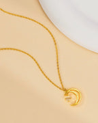 Crescent Moon Necklace in Sterling Silver or Gold