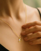 Crescent Moon Necklace in Sterling Silver or Gold