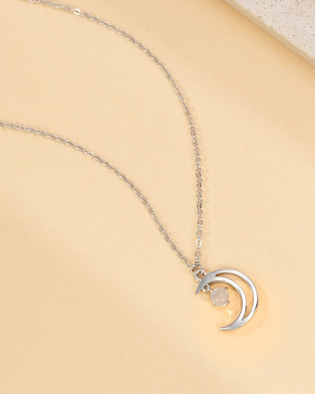 Crescent Moon Necklace in Sterling Silver or Gold
