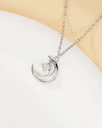Crescent Moon Necklace in Sterling Silver or Gold
