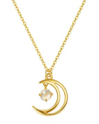 Crescent Moon Necklace in Sterling Silver or Gold