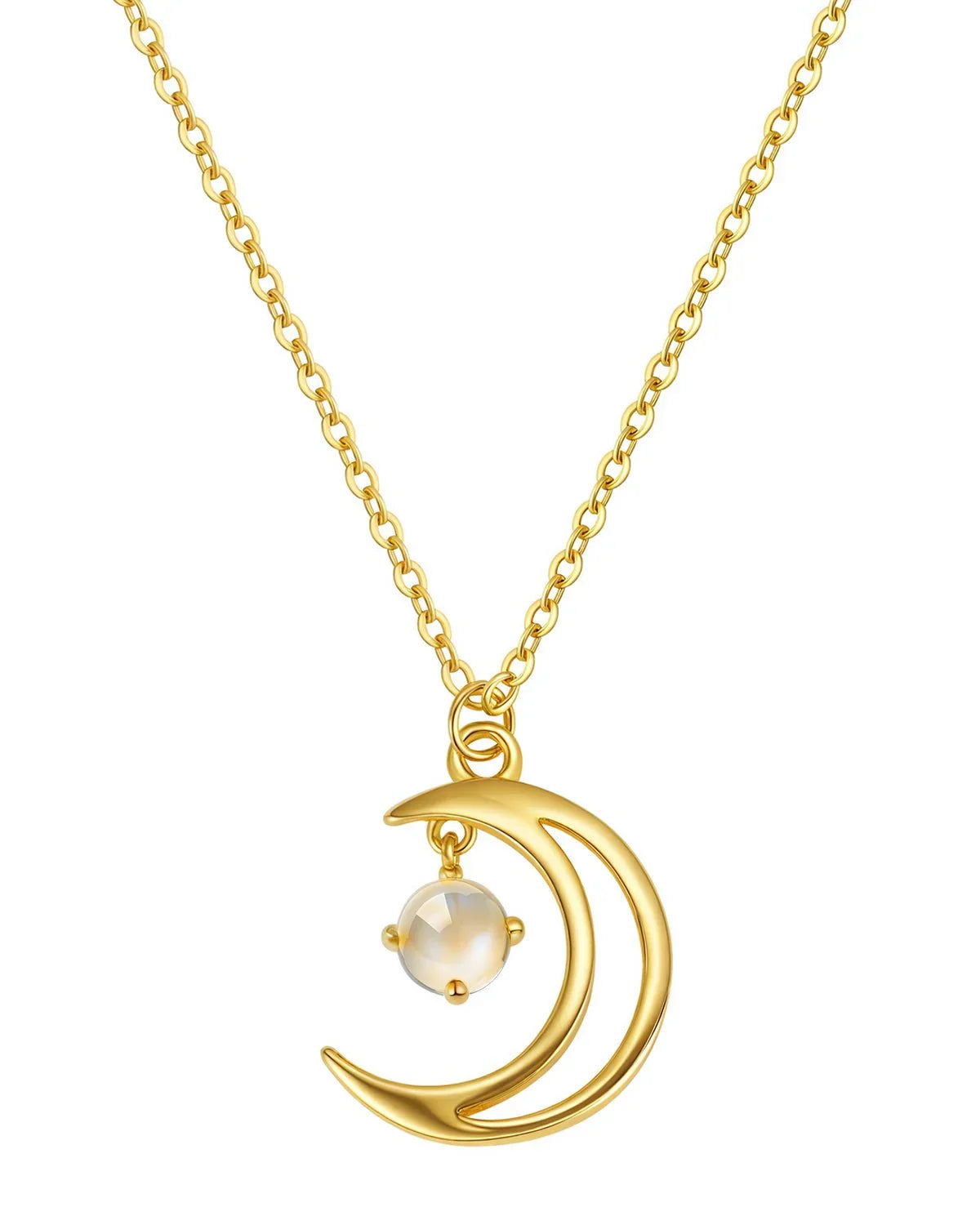 Crescent Moon Necklace in Sterling Silver or Gold