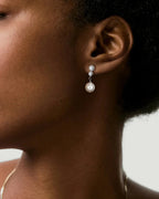 Sterling Silver Pearl Drop Earrings with Cubic Zirconia