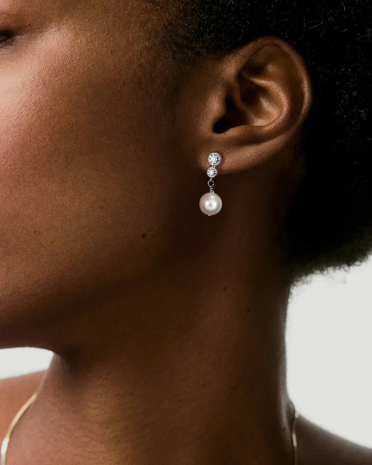 Sterling Silver Pearl Drop Earrings with Cubic Zirconia