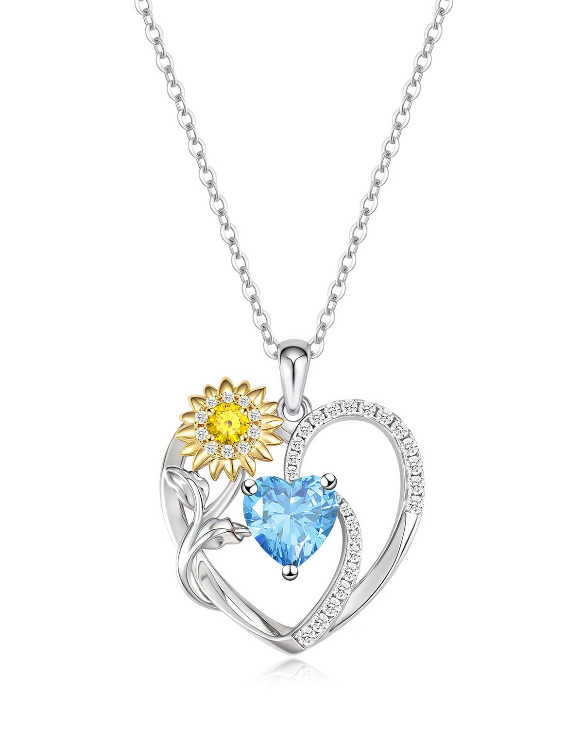Sunflower Birthstone Heart Necklace