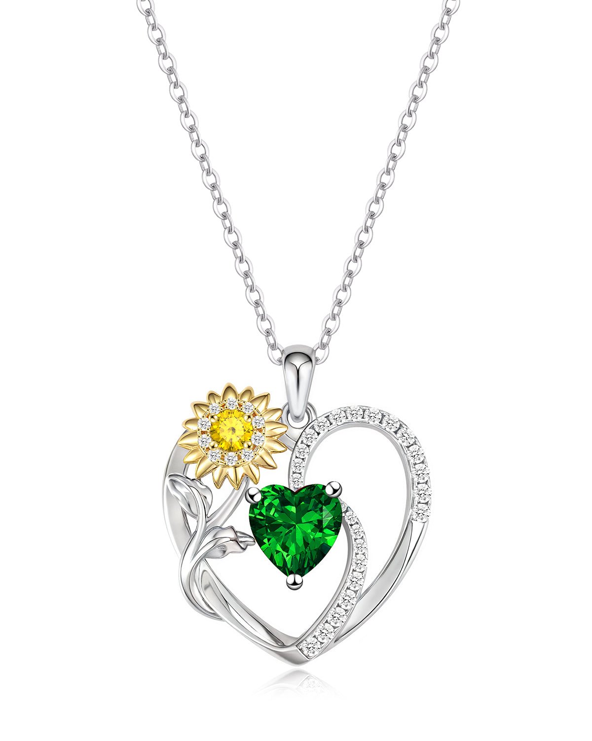 Sunflower Birthstone Heart Necklace