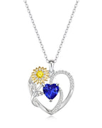 Sunflower Birthstone Heart Necklace