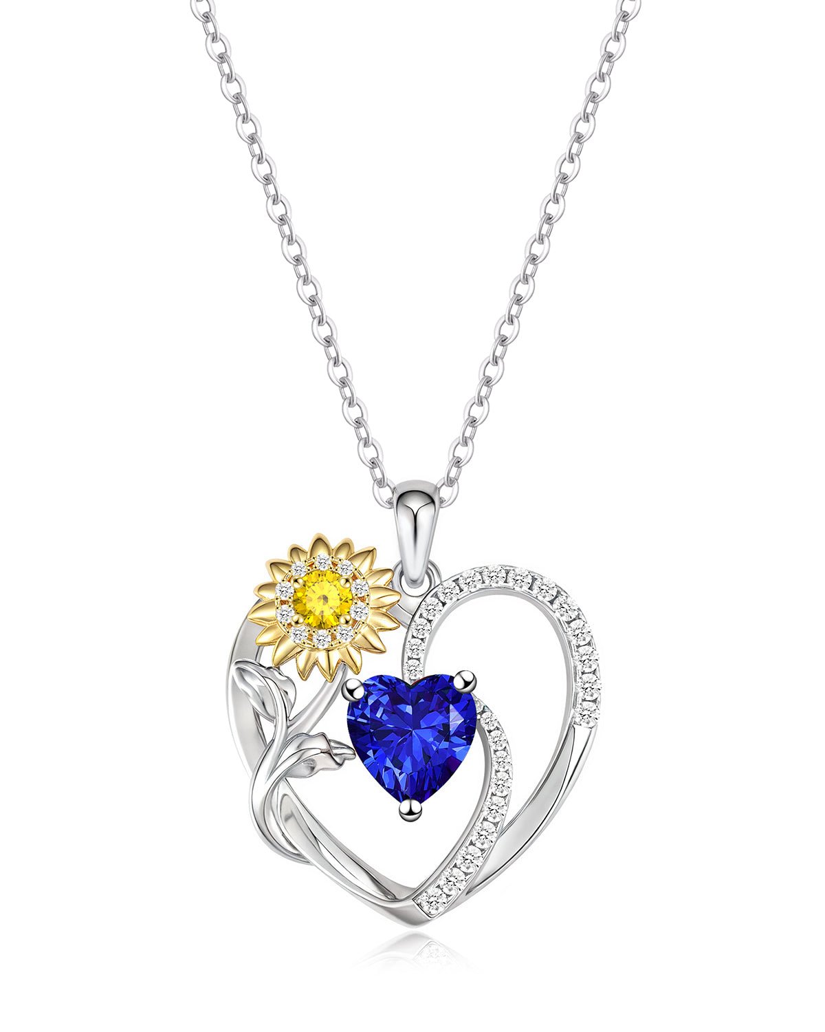 Sunflower Birthstone Heart Necklace