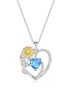 Sunflower Birthstone Heart Necklace