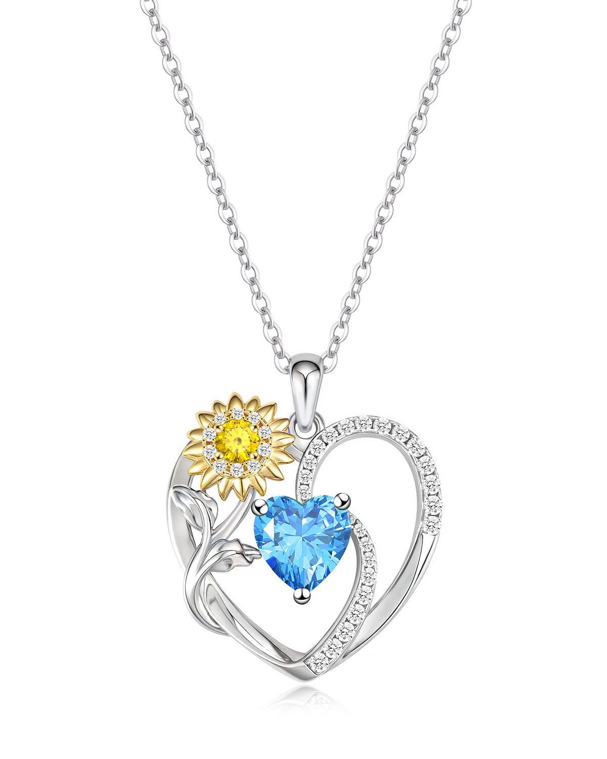 Sunflower Birthstone Heart Necklace