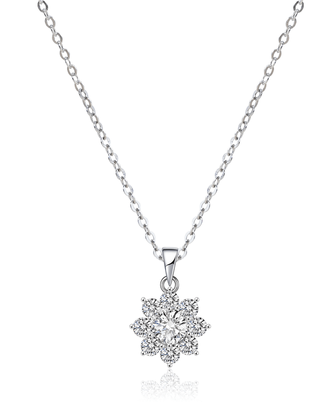Silver Snowflake Pendant Necklace Hover Image