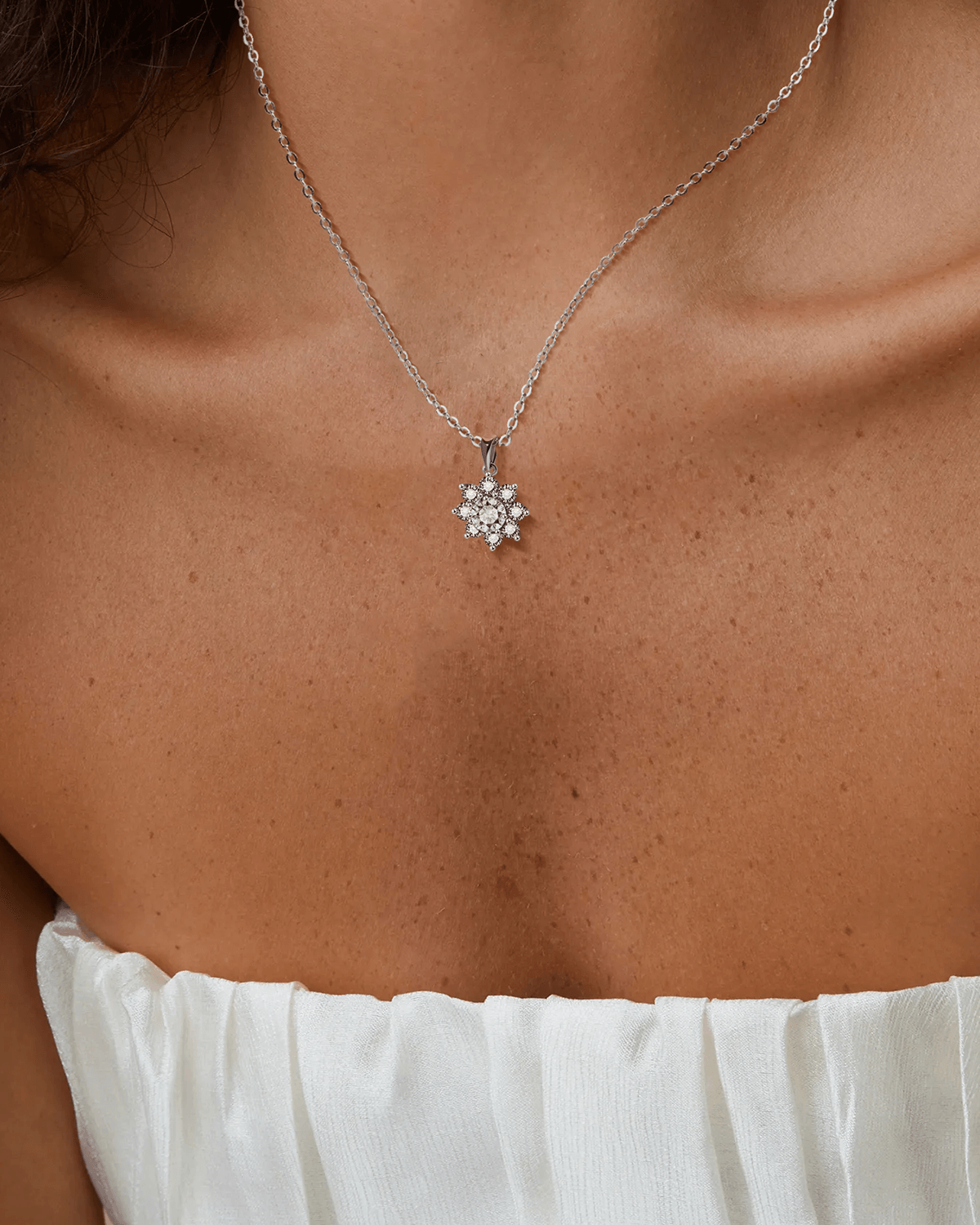 Silver Snowflake Pendant Necklace