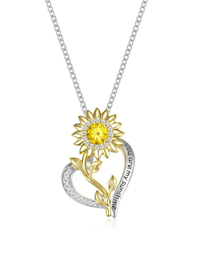 “You Are My Sunshine” Sunflower Necklace Hover Image