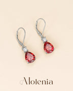 Teardrop Dangle Leverback Birthstone Earrings