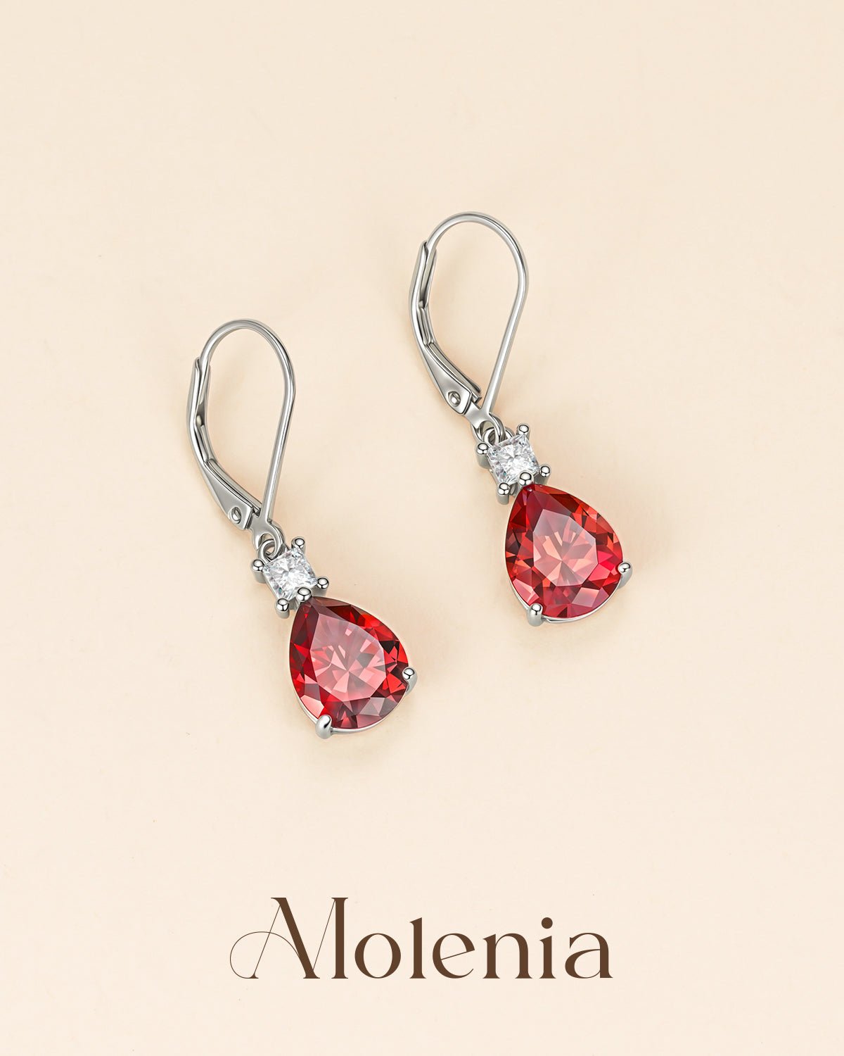 Teardrop Dangle Leverback Birthstone Earrings