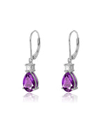 Teardrop Dangle Leverback Birthstone Earrings