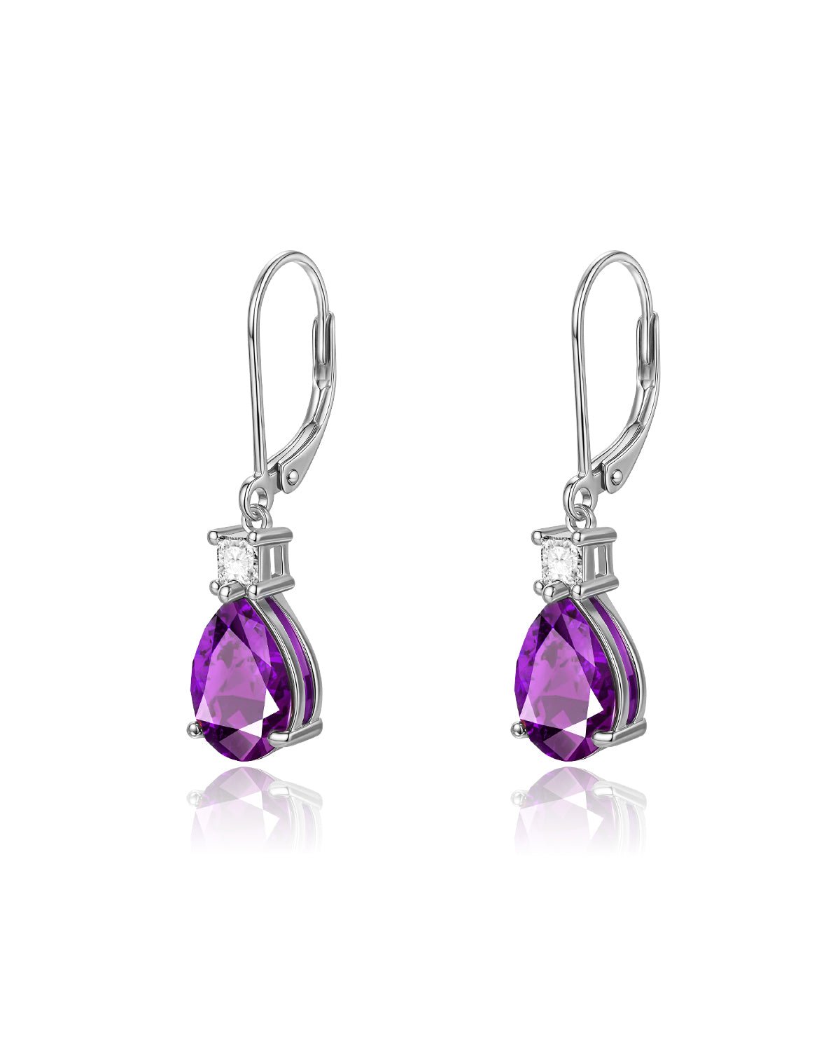 Teardrop Dangle Leverback Birthstone Earrings