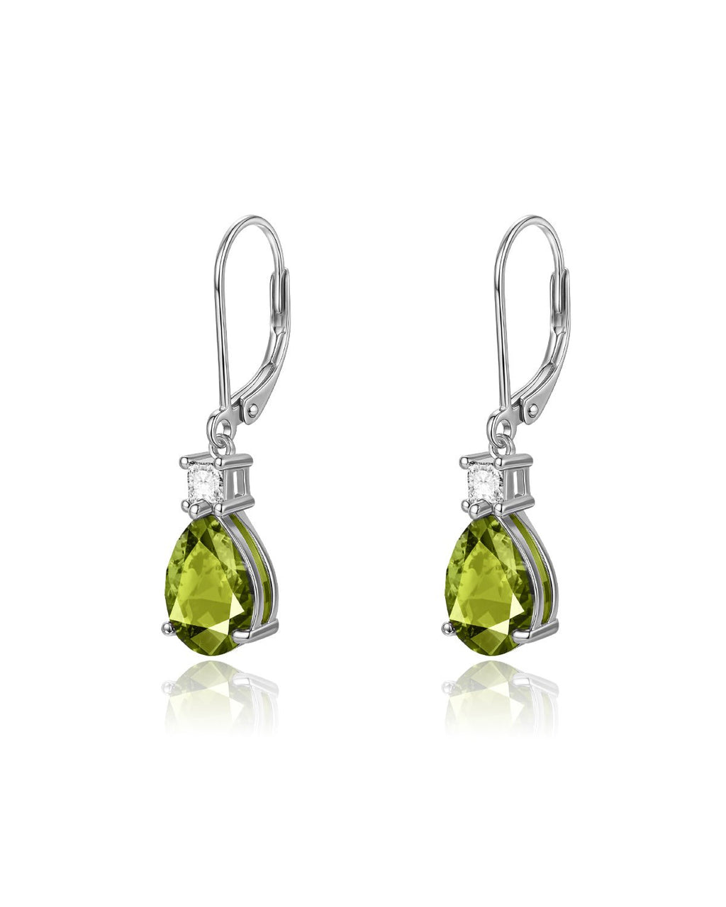 Teardrop Dangle Leverback Birthstone Earrings