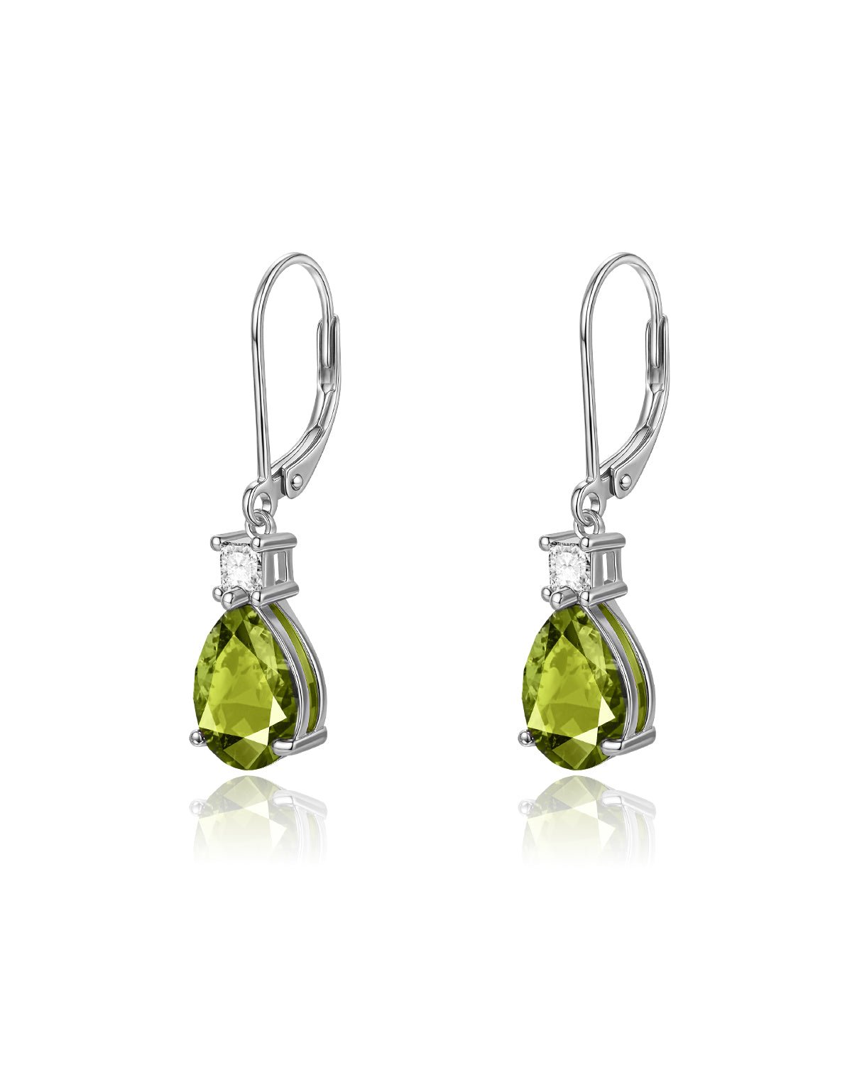 Teardrop Dangle Leverback Birthstone Earrings