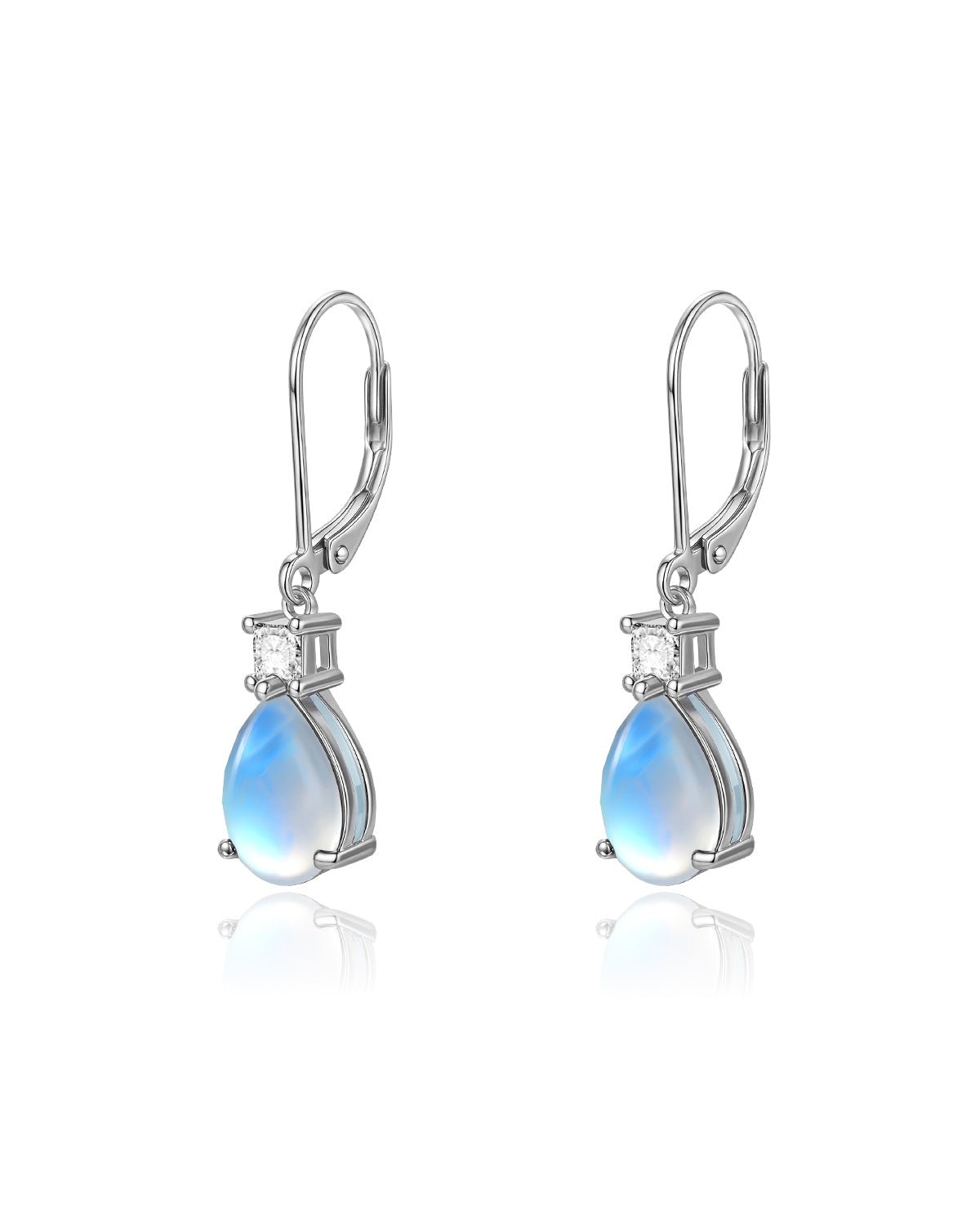Teardrop Dangle Leverback Birthstone Earrings