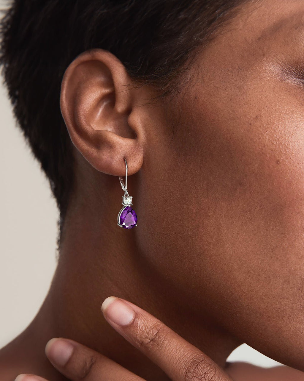 Teardrop Dangle Leverback Birthstone Earrings