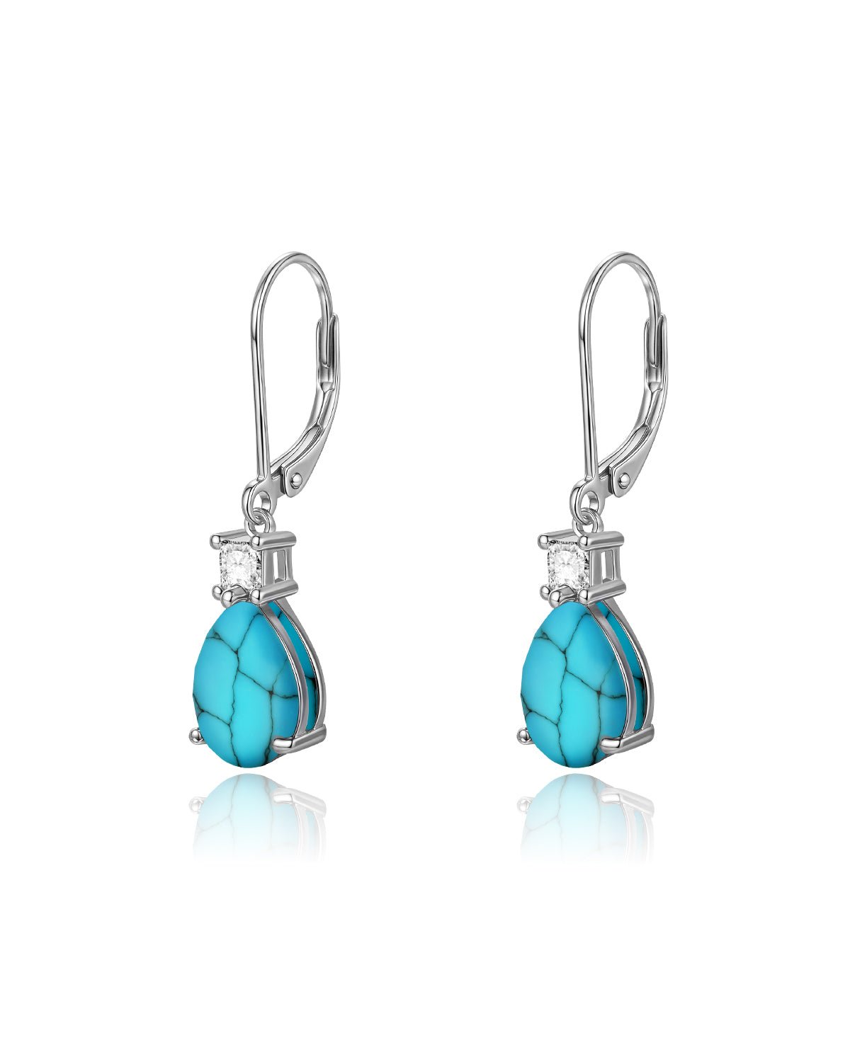 Teardrop Dangle Leverback Birthstone Earrings