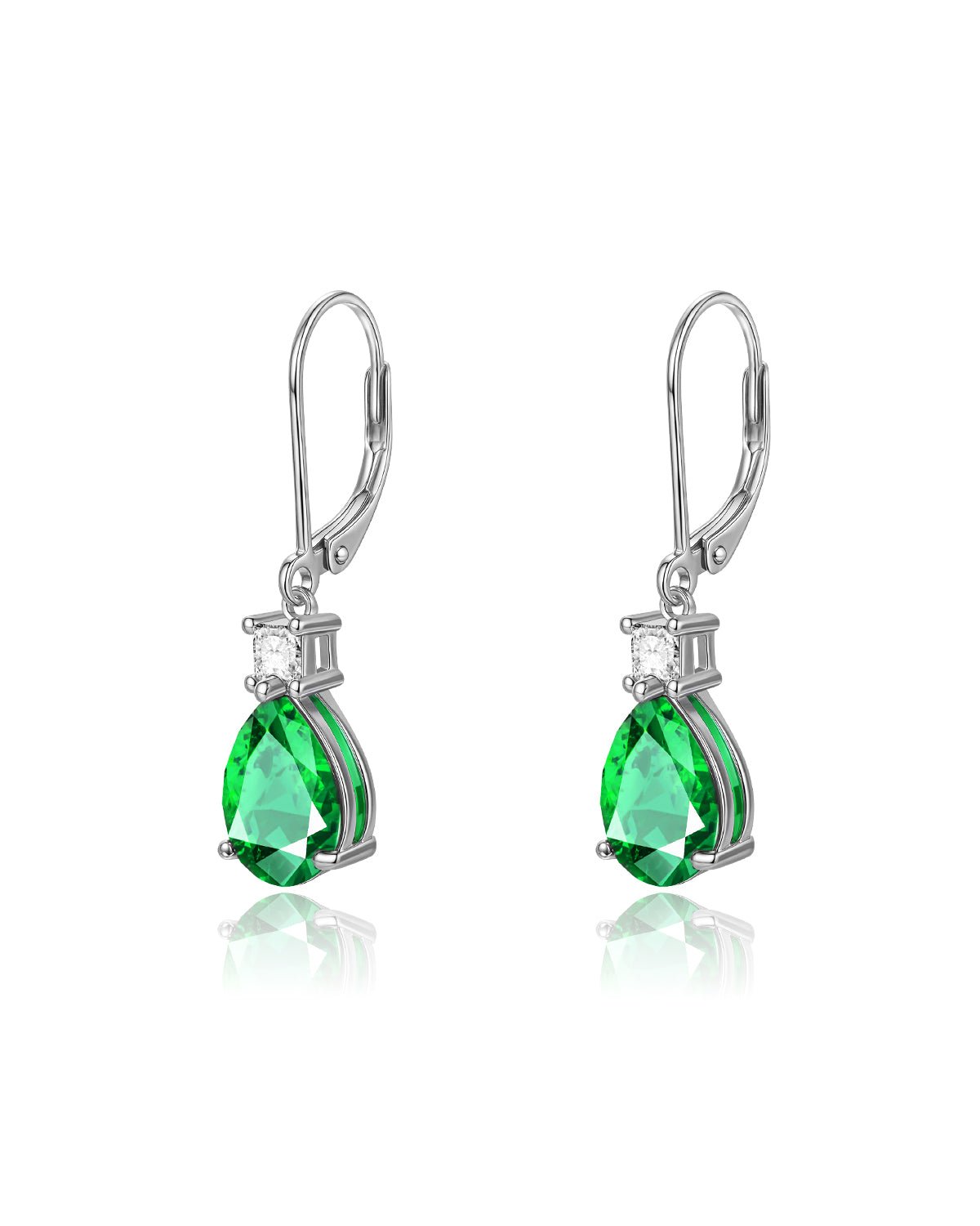 Teardrop Dangle Leverback Birthstone Earrings