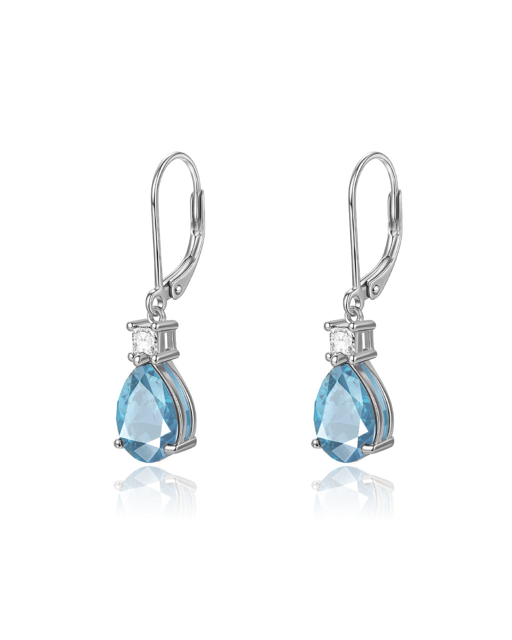 Teardrop Dangle Leverback Birthstone Earrings