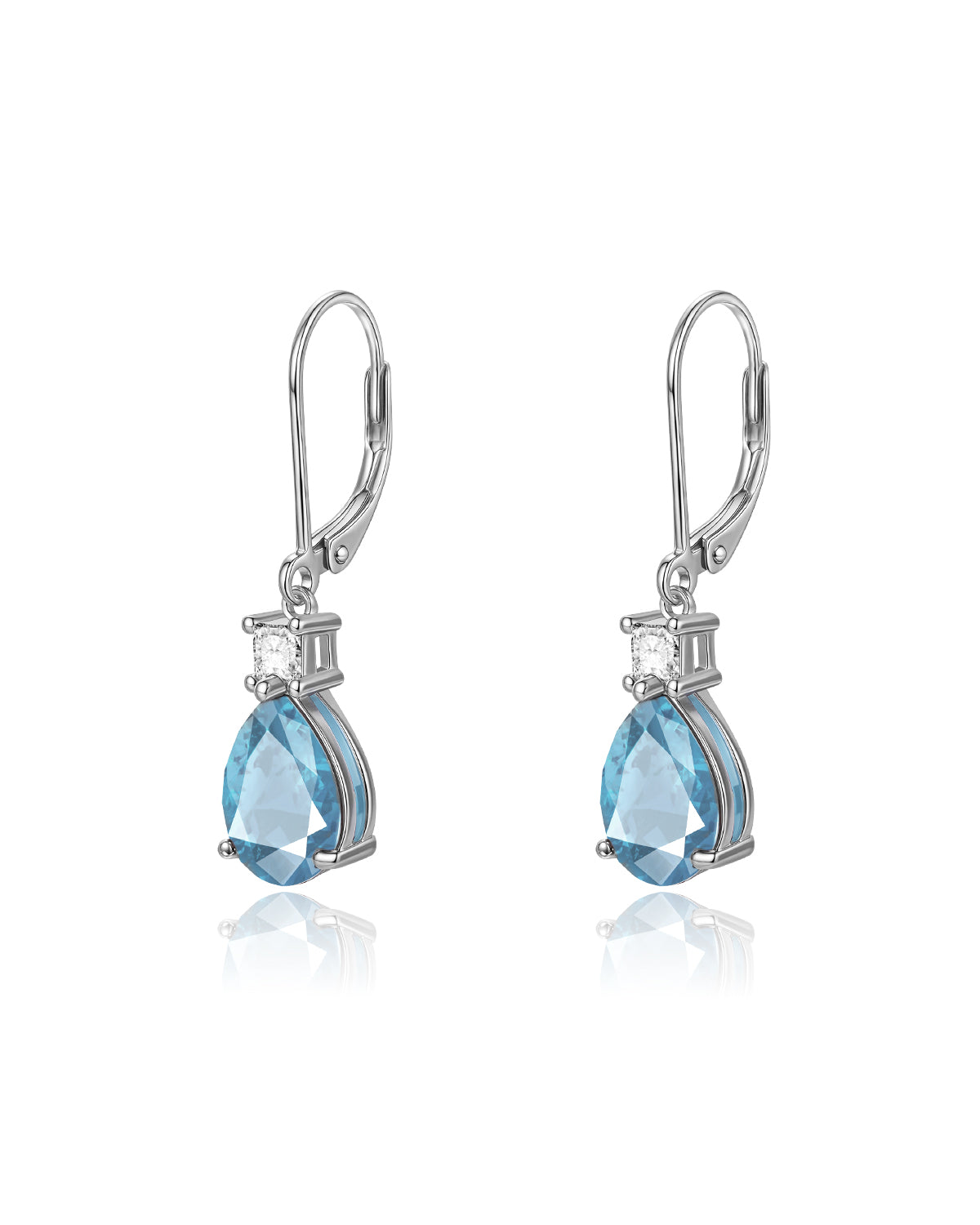 Teardrop Dangle Leverback Birthstone Earrings