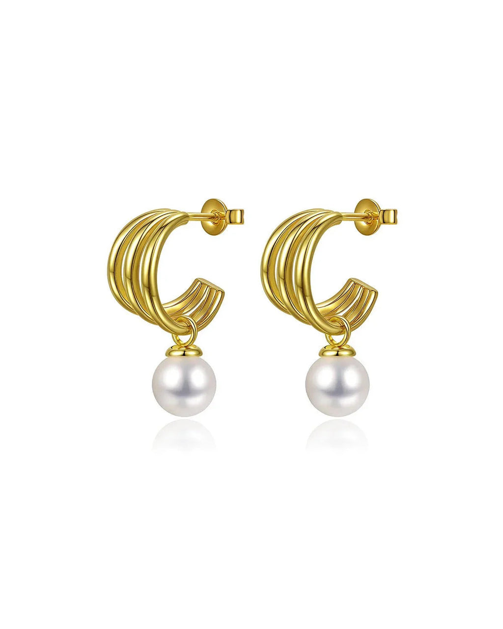 Triple Hoop Pearl Earrings
