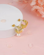 Triple Hoop Pearl Earrings