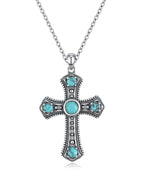 Turquoise Cross Necklace – Vintage Faith Pendant Necklace