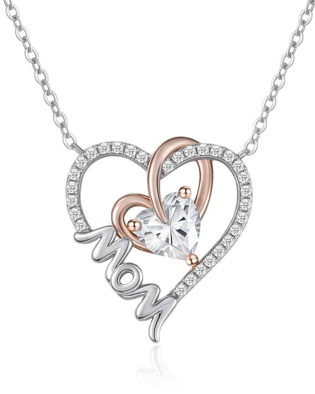 Two‑Tone Love Heart Mom Necklace