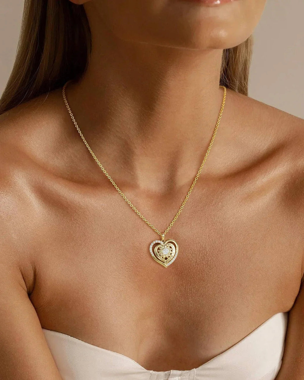 "You Are My Sunshine" Sunflower Heart Necklace