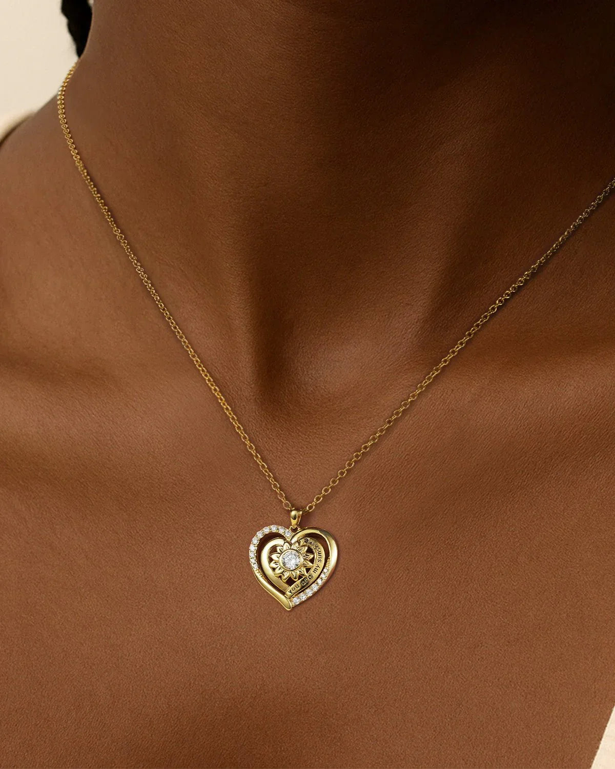 "You Are My Sunshine" Sunflower Heart Necklace