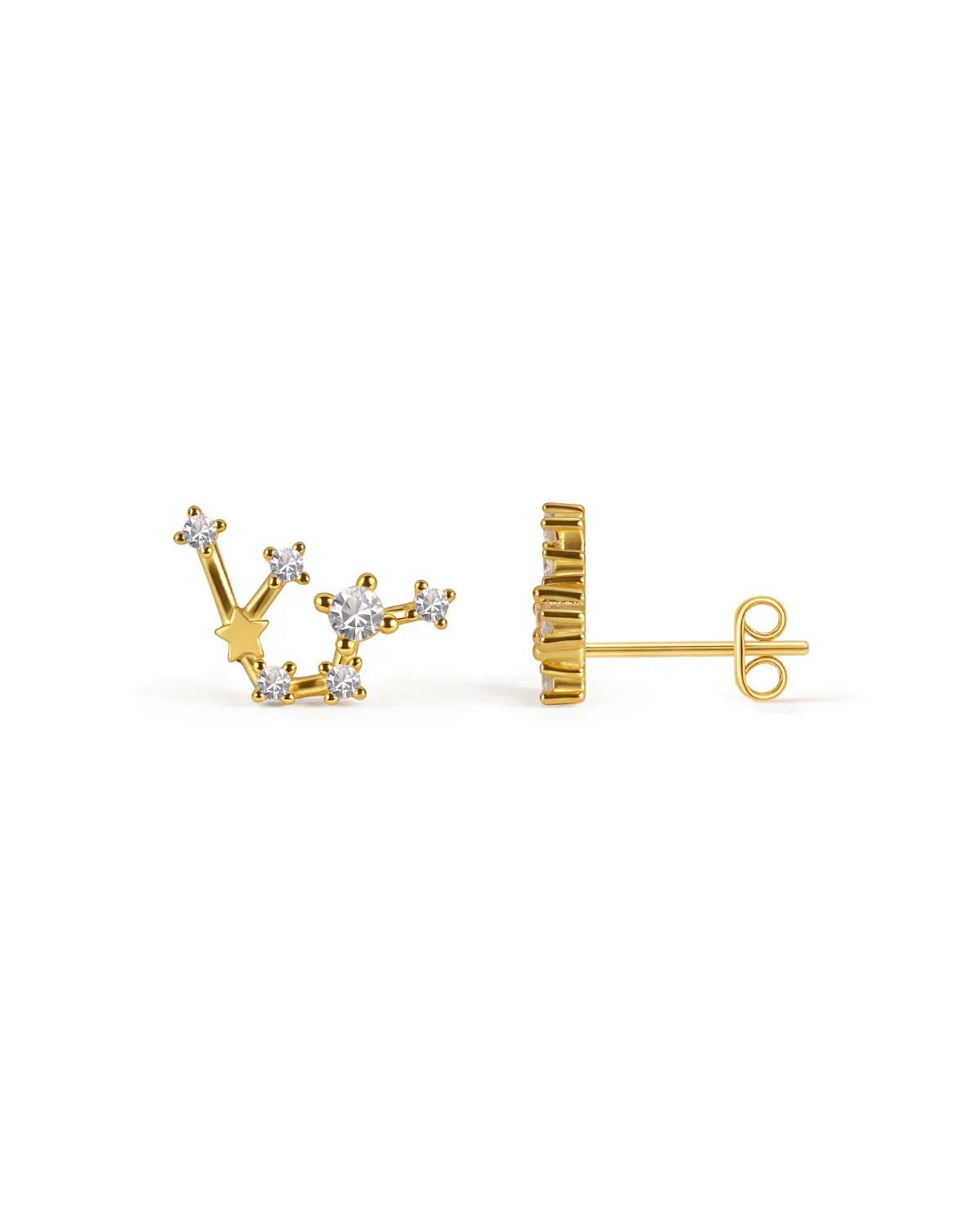 Zodiac Constellation Stud Earrings | 14K Gold Plated