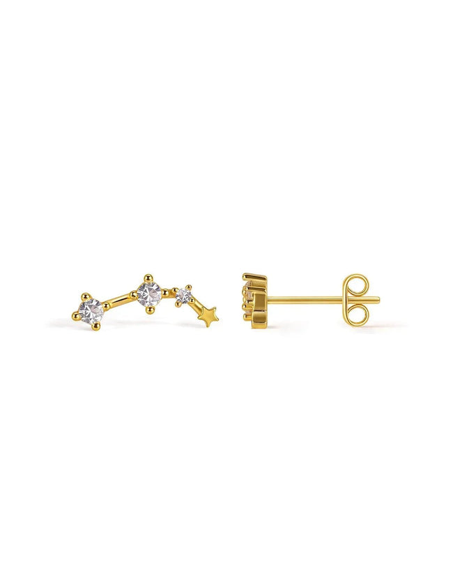 Zodiac Constellation Stud Earrings | 14K Gold Plated Hover Image