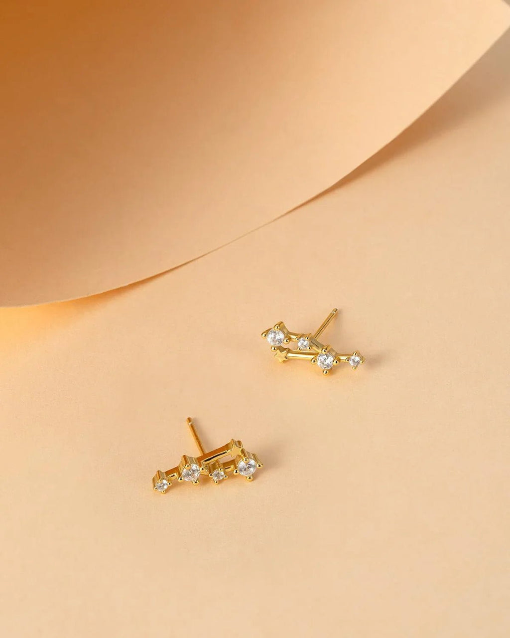 Zodiac Constellation Stud Earrings | 14K Gold Plated