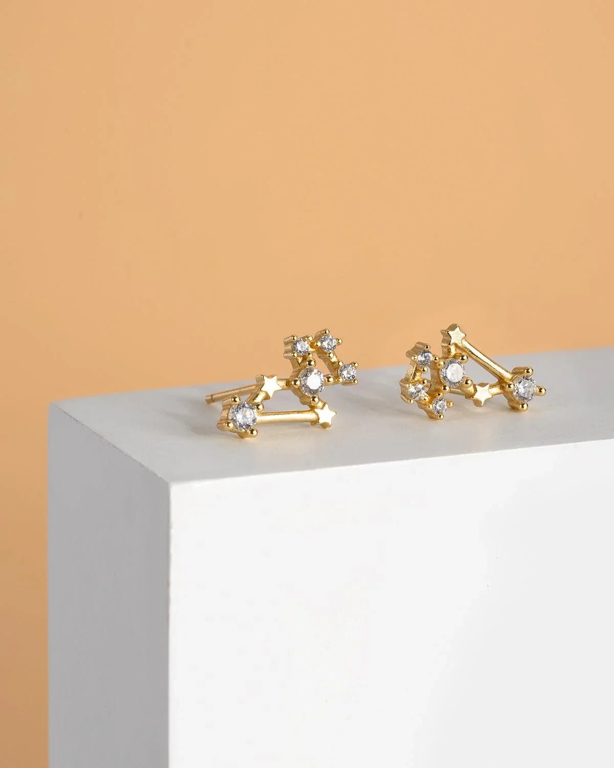 Zodiac Constellation Stud Earrings | 14K Gold Plated